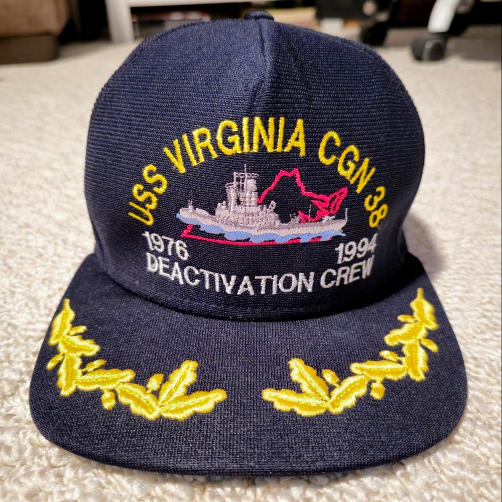 USS VIRGINIA CGN-38 U.S NAVY HAT Scrambled Eggs Rare Deactivation Crew 1976-94
